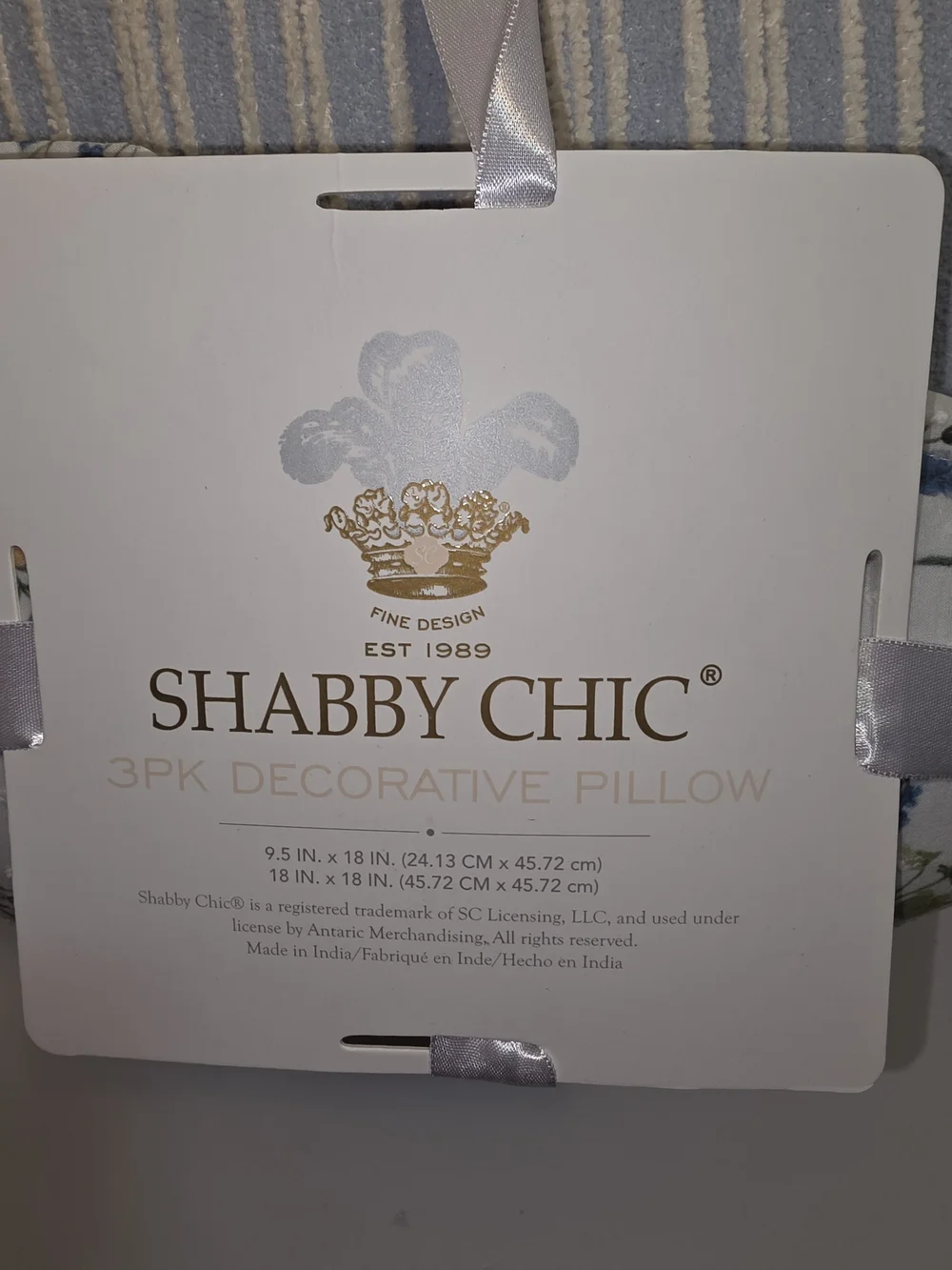 Shabby Chic 3-Pack Decorative Pillows - Blue Stripe & Floral